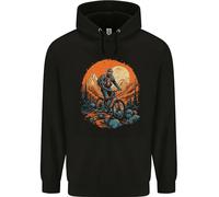3TEES A Mountain Biker in the Wilderness Bike MTB Mens 80% Cotton Hoodie Black