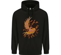 3TEES A Phoenix Rising From the Ashes Mens 80% Cotton Hoodie Black