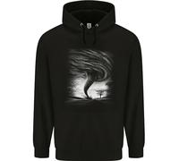 3TEES A Tornado Storm Chaser Extreme Weather Mens 80% Cotton Hoodie Black