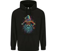 3TEES A Trippy Old Fantasy Wizard Mens 80% Cotton Hoodie Black