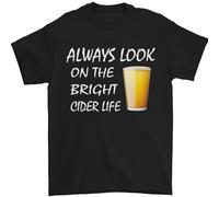 3TEES Always Look on The Bright Cider Life Funny Mens T-Shirt 100% Cotton Black S