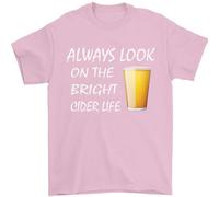 3TEES Always Look on The Bright Cider Life Funny Mens T-Shirt 100% Cotton Light Pink S
