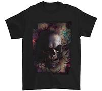 3TEES Artistic Skull Gothic Goth Mens T-Shirt 100% Cotton Black 5XL