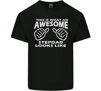 3TEES Awesome Stepdad Funny Fathers Day Step Dad Mens Light Cotton T-Shirt Black XL