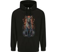 3TEES Bastet Egyptian God Fantasy Mens 80% Cotton Hoodie Black