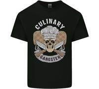 3TEES Culinary Gangster Chef Cooking Skull BBQ Mens Light Cotton T-Shirt Black 2XL