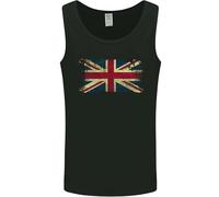 3TEES Distressed Great Britain Flag Union Jack UK Mens Vest Tank Top Black S