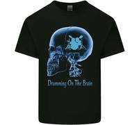 3TEES Drumming on The Brain Drummer Drum Funny Mens Light Cotton T-Shirt Black S