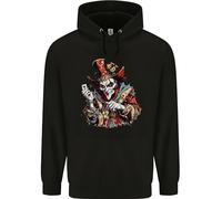 3TEES Evil Joker Clown Demon Jester Mens 80% Cotton Hoodie Black