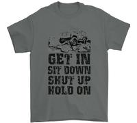 3TEES Get in Sit Down 4X4 Off Roading Road Funny Mens T-Shirt 100% Cotton Charcoal XL