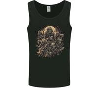3TEES Heavy Metal Skull Rock Band Biker Music Grim Reaper Mens Vest Tank Top Black L