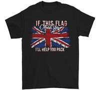 3TEES If This Flag Offends You Union Jack Britain Mens T-Shirt 100% Cotton Black S