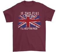 3TEES If This Flag Offends You Union Jack Britain Mens T-Shirt 100% Cotton Maroon 2XL