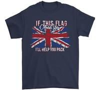 3TEES If This Flag Offends You Union Jack Britain Mens T-Shirt 100% Cotton Navy Blue 5XL