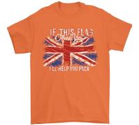 3TEES If This Flag Offends You Union Jack Britain Mens T-Shirt 100% Cotton Orange 2XL