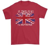 3TEES If This Flag Offends You Union Jack Britain Mens T-Shirt 100% Cotton Red 4XL