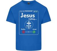 3TEES Jesus is Calling Christian Christianity Mens Light Cotton T-Shirt Royal Blue L