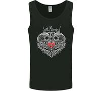 3TEES Just Married Skulls Gothic Marriage Goth Mens Vest Tank Top Black 2XL