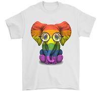 3TEES LGBT Elephant Gay Pride Day Awareness Mens T-Shirt 100% Cotton White 2XL