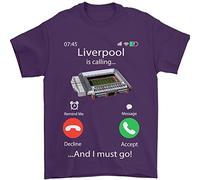 3TEES Liverpool is Calling Funny Football Mens T-Shirt 100% Cotton Purple 2XL