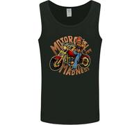 3TEES Motorcycle Madness Motorbike Biker Mens Vest Tank Top Black 2XL