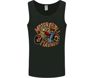 3TEES Motorcycle Madness Motorbike Biker Mens Vest Tank Top Black 2XL