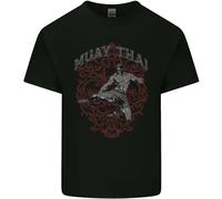 3TEES Muay Thai Fighter Warrior MMA Martial Arts Mens Light Cotton T-Shirt Black M