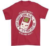 3TEES Old School Gamer Funny Gaming Mens T-Shirt 100% Cotton Red 5XL