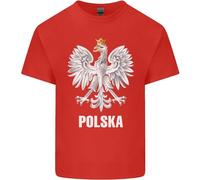 3TEES Polska Orzel Poland Flag Polish Football Mens Light Cotton T-Shirt Red 2XL