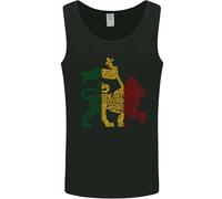 3TEES Rasta Lion Jamaica Reggae Music Jamaican Mens Vest Tank Top Black XL