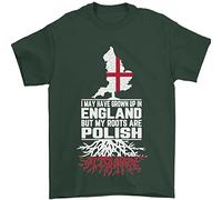 3TEES Roots in Poland Polish Polska Flag Orzel Mens T-Shirt 100% Cotton Forest Green XL