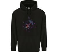 3TEES Sagittarius Star Sign Zodiac Astrological Mens 80% Cotton Hoodie Black
