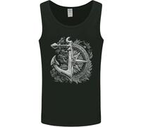 3TEES Sailing Compass Anchor Sailor Boat Yacht Mens Vest Tank Top Black L