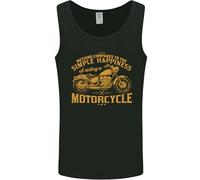 3TEES Simple Happiness Biker Motorcycle Motorbike Mens Vest Tank Top Black L
