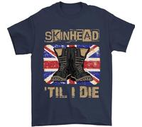 3TEES Skinhead Til I Die Punk Music Mens T-Shirt 100% Cotton Navy Blue M