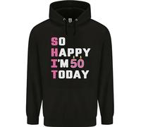 3TEES So Happy Im 50 Today 50th Birthday Year Old Funny Mens 80% Cotton Hoodie