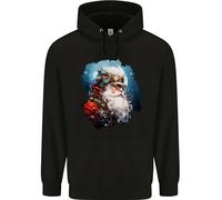 3TEES Steampunk Santa Claus Christmas Xmas Mens 80% Cotton Hoodie Black