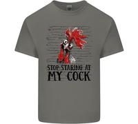 3TEES Stop Starring at My Cock Funny Rude Mens Light Cotton T-Shirt Charcoal XL