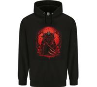 3TEES The Grim Reaper On His Throne Gothic Biker Mens 80% Cotton Hoodie Black