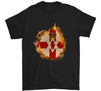 3TEES The N Ireland Flag Fire Effect Mens T-Shirt 100% Cotton Black 2XL