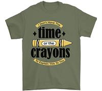 3TEES The Time or Crayons Funny Sarcastic Slogan Mens T-Shirt 100% Cotton Military Green 2XL