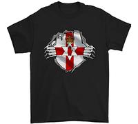 3TEES Ulster Flag N Ireland Gym Ripped Torn Mens T-Shirt 100% Cotton Black M