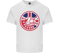 3TEES Union Jack British Bulldog St Georges Day Mens Light Cotton T-Shirt White 4XL
