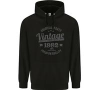 3TEES Vintage 1982 Men's 43rd Birthday Hoodie - 80% Cotton Black Pullover for Retro Party Fun!