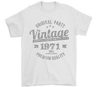 3TEES Vintage-Year-54th-Birthday-1971-Mens-T-Shirt-100%-Cotton-White White M