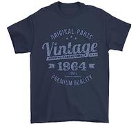 3TEES Vintage-Year-61st-Birthday-1964-Mens-T-Shirt-100%-Cotton-Navy-Blue Navy Blue L
