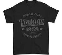 3TEES Vintage-Year-67th-Birthday-1958-Mens-T-Shirt-100%-Cotton-Black Black 5XL