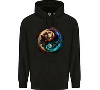 3TEES Yin Yang Planets Space Universe Astronomy Mens 80% Cotton Hoodie Black