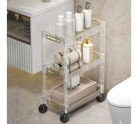 3Tier Acrylic Rolling CartClear Mobile Kitchen & Bathroom Storage Trolley for Snacks Vegetables FruitsUtility nization Rack for Home & Office