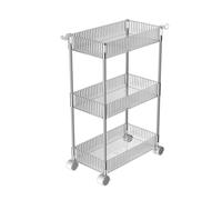 3Tier Acrylic Rolling Utility Cart with Lockable Wheels Multifunctional Bathroom & KitchenPortable Storage Trolley for Easy Mobility